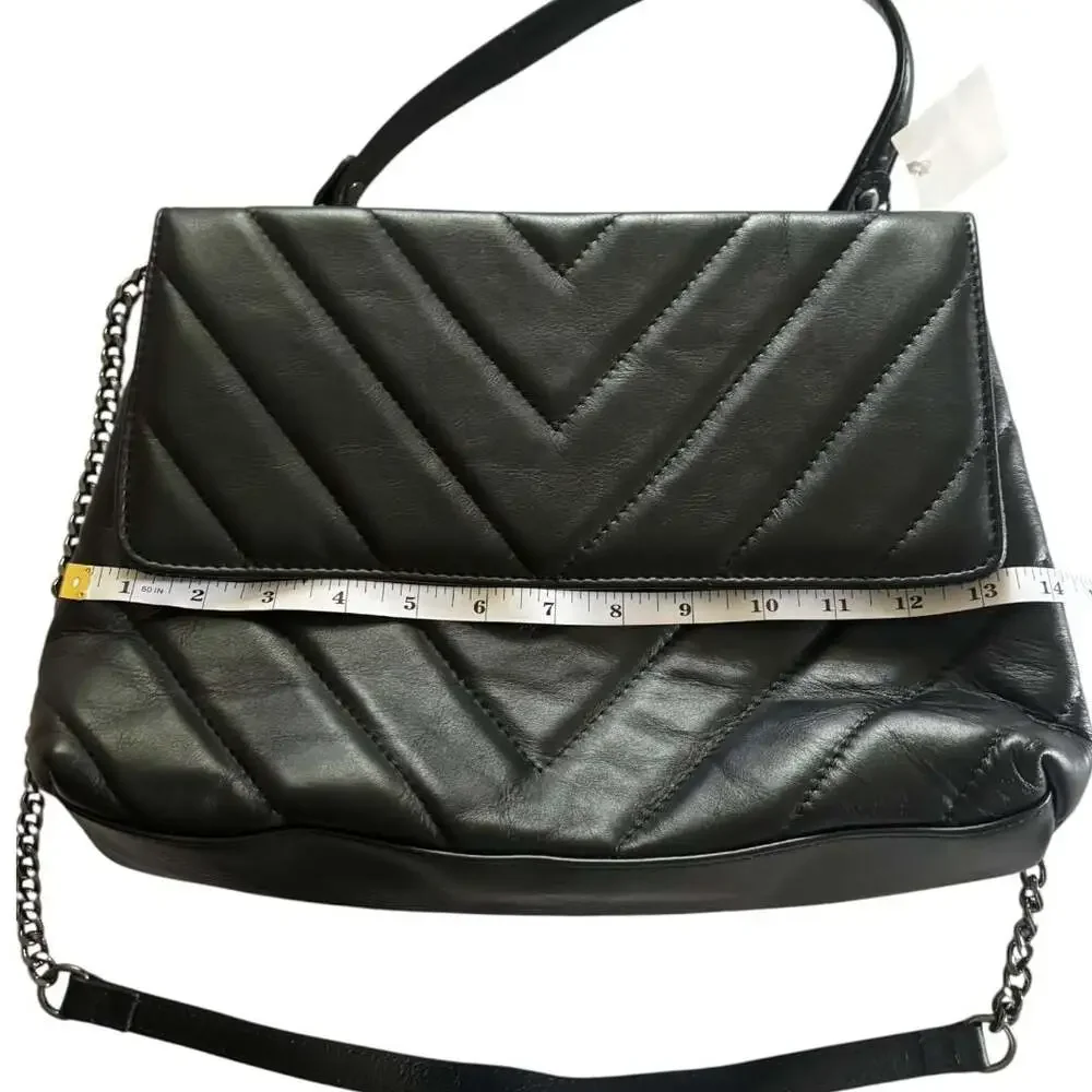 NWT Maison Héritage Paris Black Quilted Italian Leather Crossbody Bag
